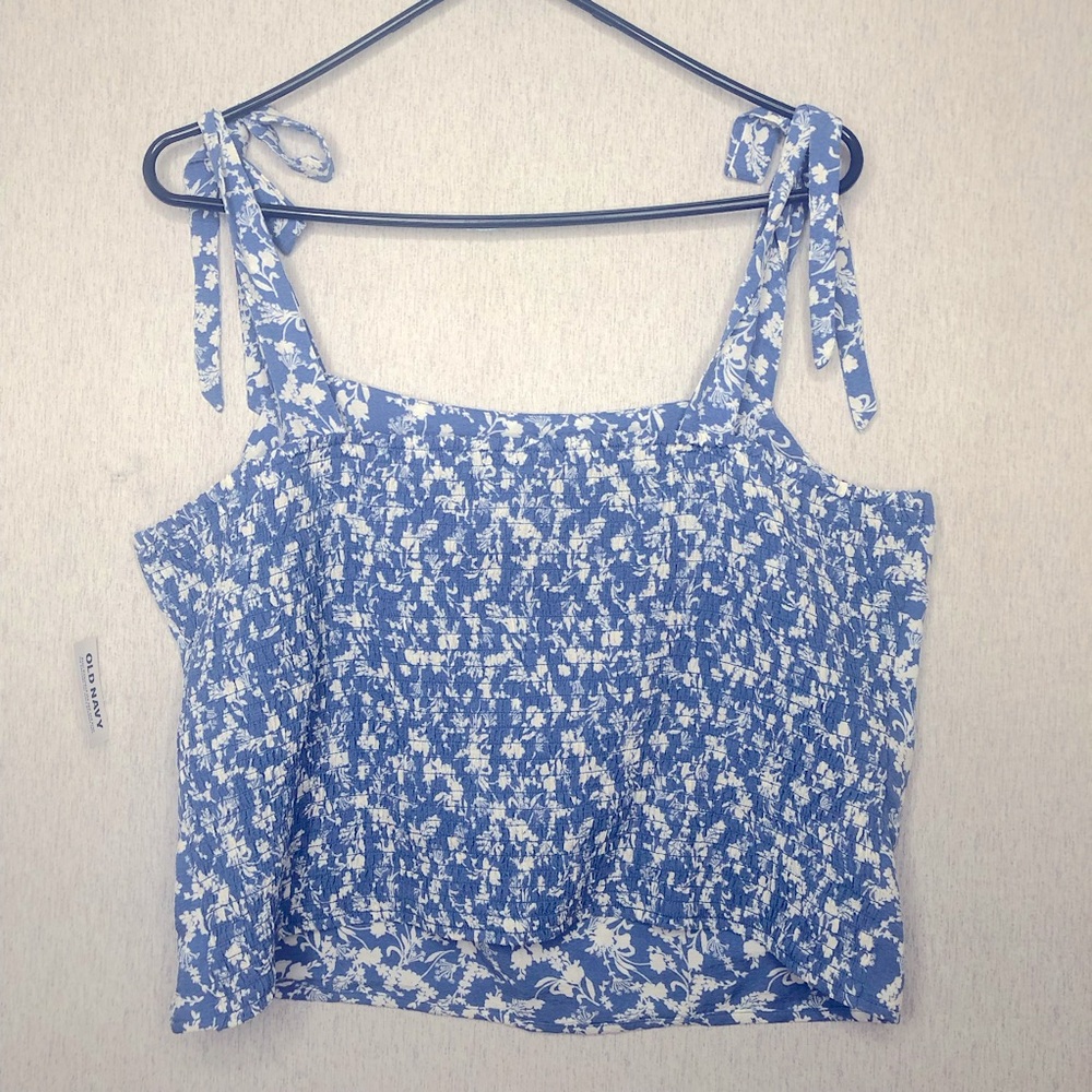 NEW Old Navy Women's Fitted Tie Shoulder Cropped Dobby Corset Cami Top Blue XL - Picture 4 of 11